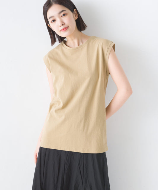 【OMNES】製品洗いコットン ノースリーブTシャツ【1520-5005】