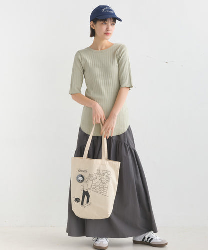 【OMNES】針抜リブ5分袖Tシャツ【1521-5126】