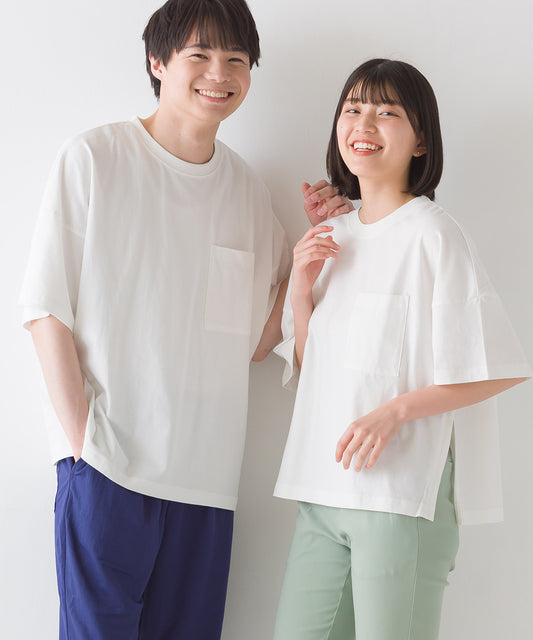 【OMNES】ポケット付き サイドジップ半袖Tシャツ【1522-5271】