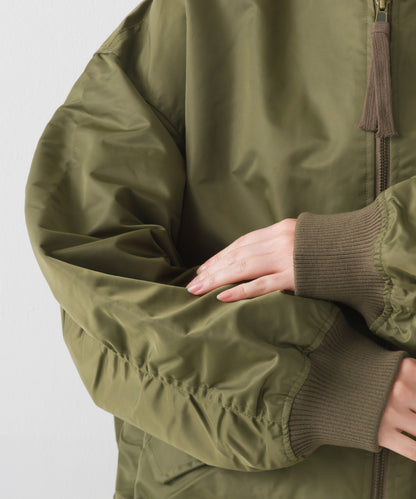 【hbA】【OMNES】ナイロンMA1ボリューム袖ブルゾン【1522-7115】