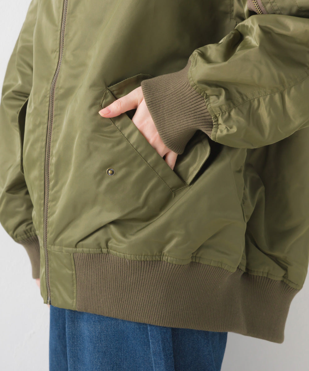【hbA】【OMNES】ナイロンMA1ボリューム袖ブルゾン【1522-7115】