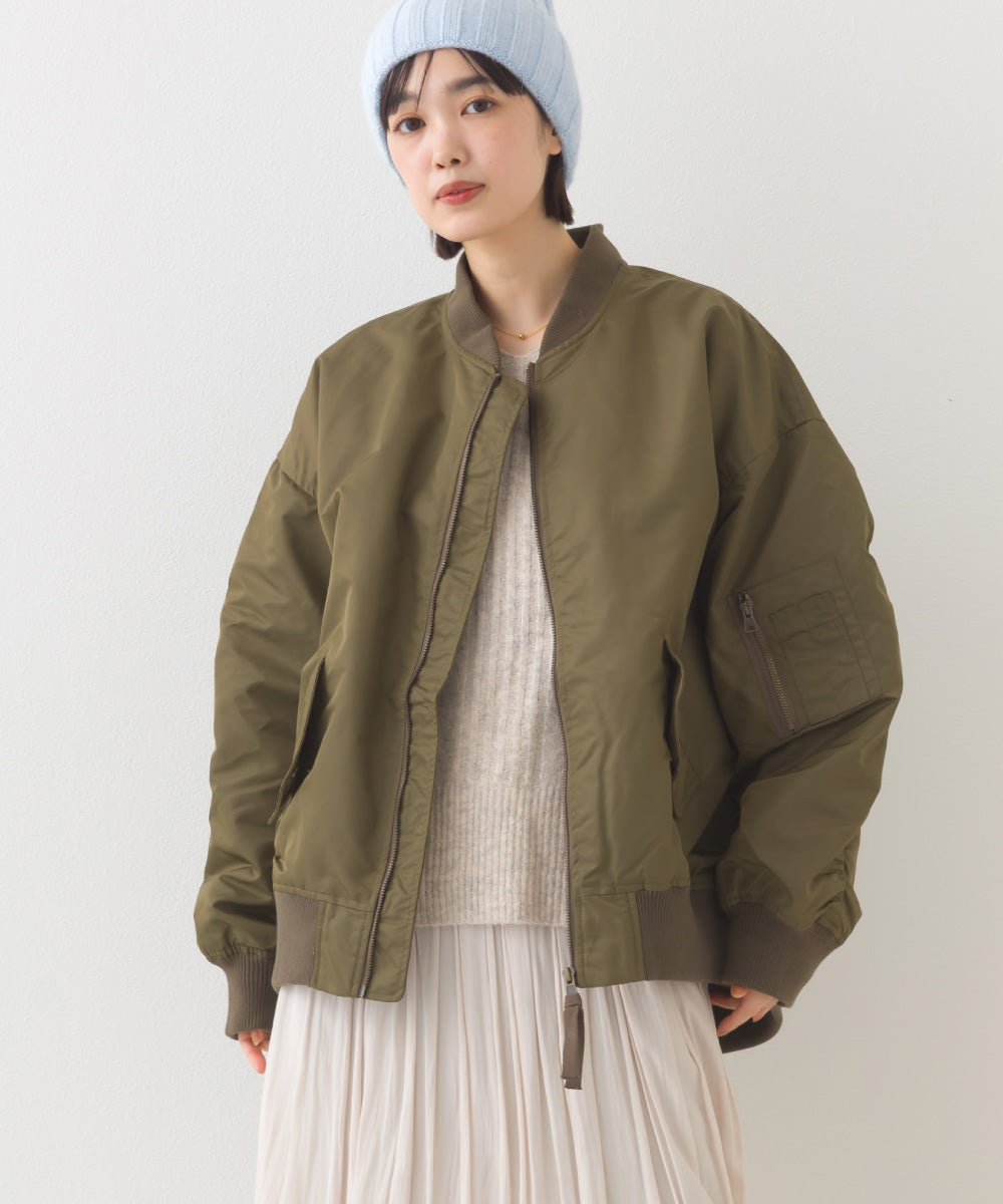 【hbA】【OMNES】ナイロンMA1ボリューム袖ブルゾン【1522-7115】