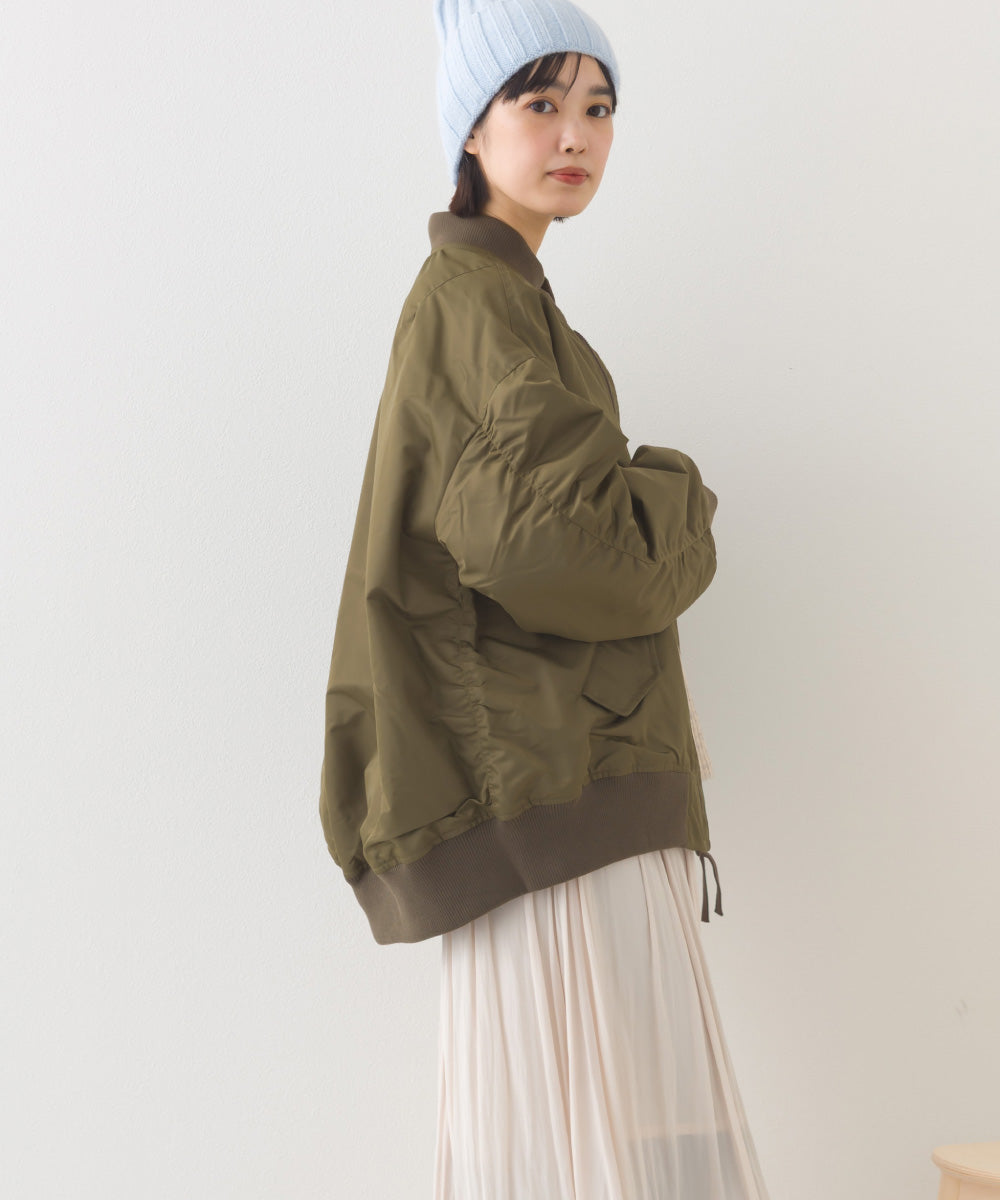 【hbA】【OMNES】ナイロンMA1ボリューム袖ブルゾン【1522-7115】