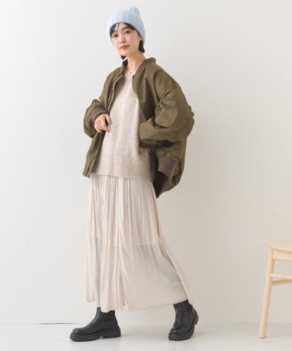 【hbA】【OMNES】ナイロンMA1ボリューム袖ブルゾン【1522-7115】