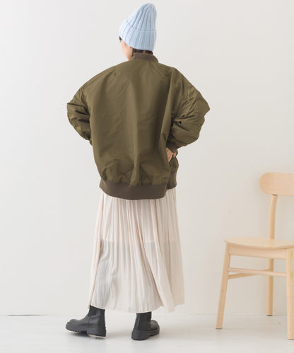 【hbA】【OMNES】ナイロンMA1ボリューム袖ブルゾン【1522-7115】