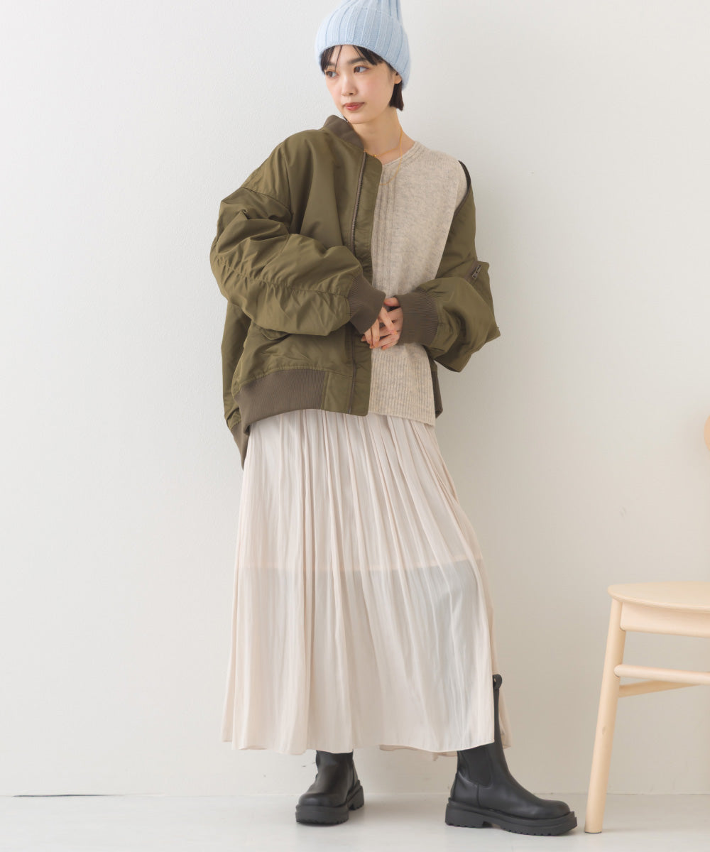 【hbA】【OMNES】ナイロンMA1ボリューム袖ブルゾン【1522-7115】