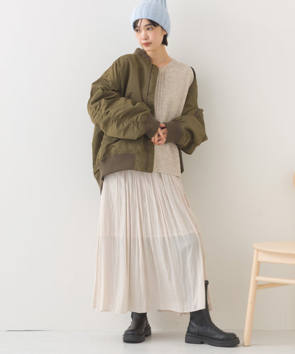 【hbA】【OMNES】ナイロンMA1ボリューム袖ブルゾン【1522-7115】