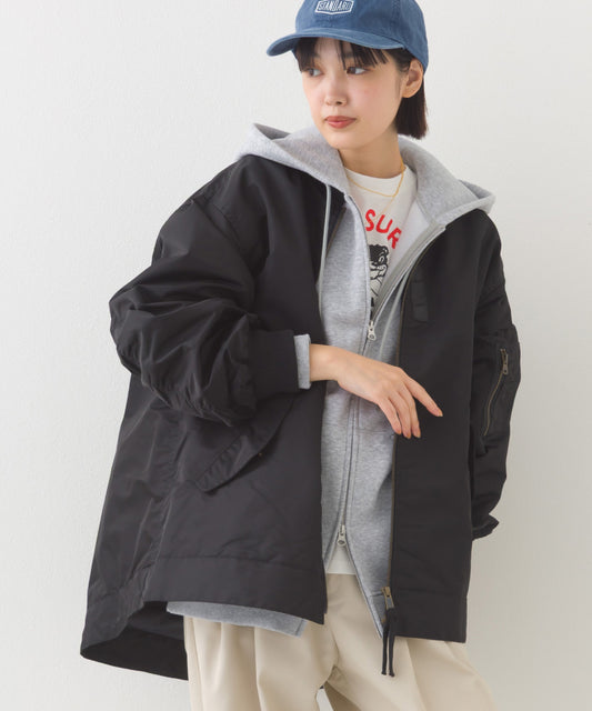 【OMNES】ナイロンAライン裾ボリュームブルゾン【1522-7144】