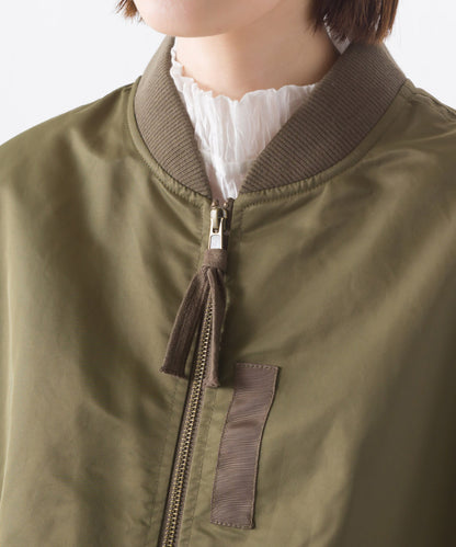 【hbA】【OMNES】ナイロンAライン裾ボリュームブルゾン【1522-7144】