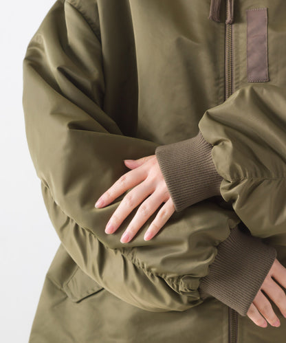 【hbA】【OMNES】ナイロンAライン裾ボリュームブルゾン【1522-7144】