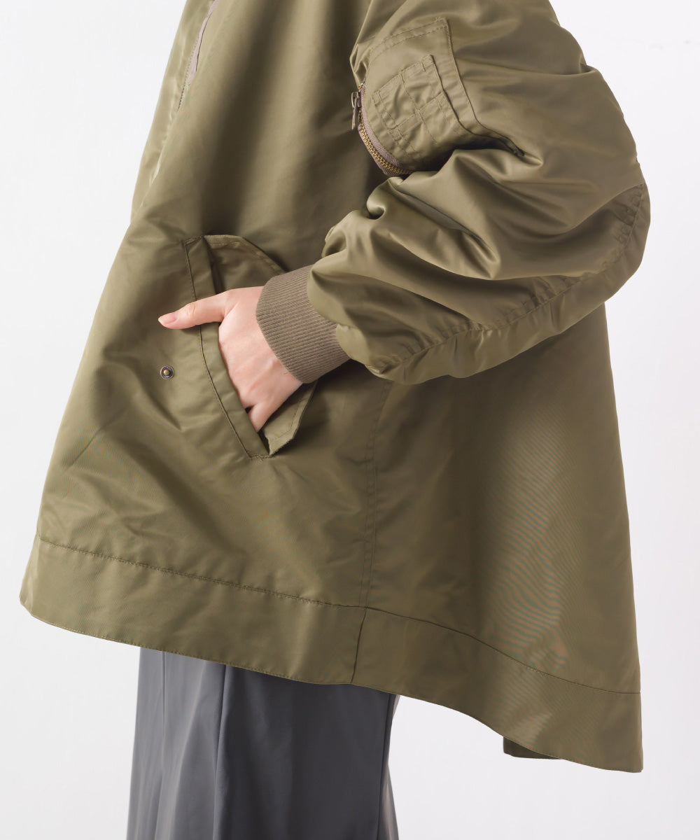 【hbA】【OMNES】ナイロンAライン裾ボリュームブルゾン【1522-7144】
