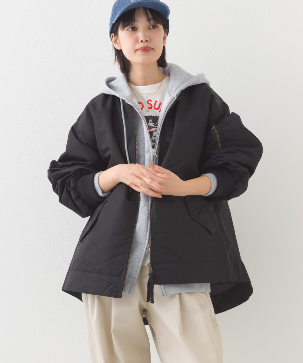 【hbA】【OMNES】ナイロンAライン裾ボリュームブルゾン【1522-7144】