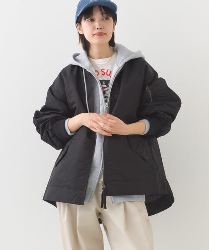 【hbA】【OMNES】ナイロンAライン裾ボリュームブルゾン【1522-7144】
