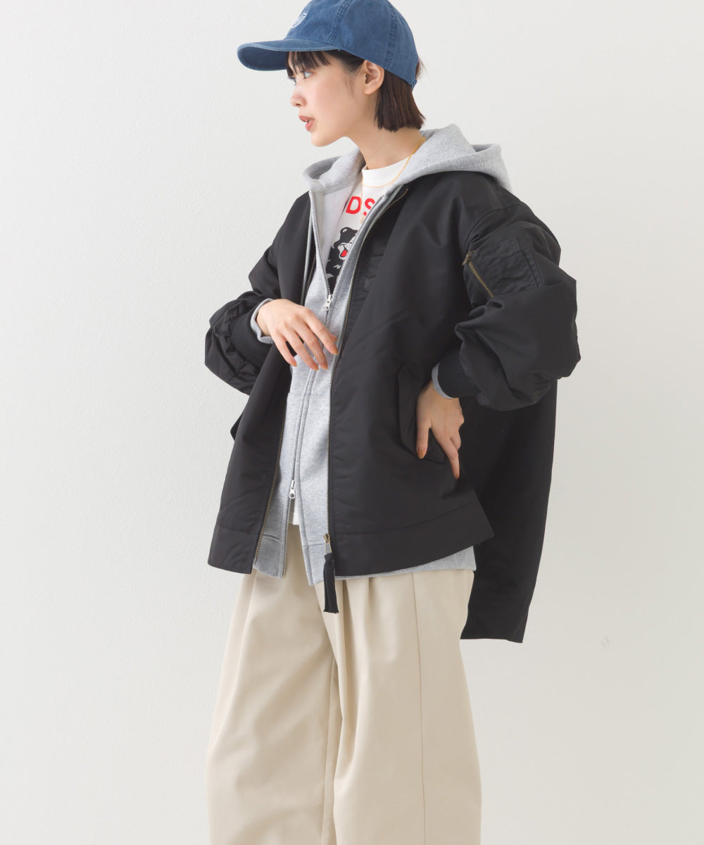 【hbA】【OMNES】ナイロンAライン裾ボリュームブルゾン【1522-7144】
