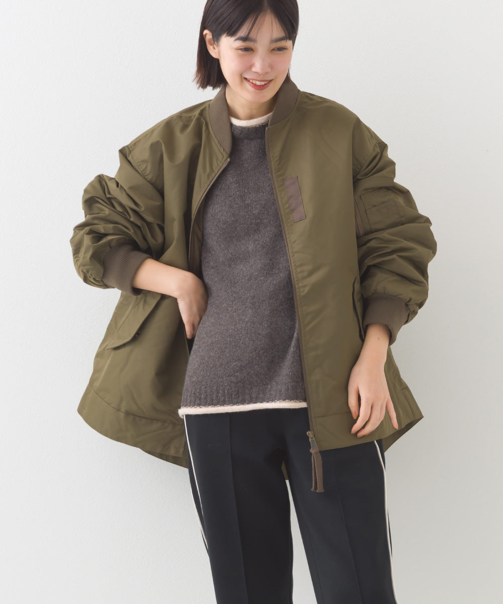 【hbA】【OMNES】ナイロンAライン裾ボリュームブルゾン【1522-7144】