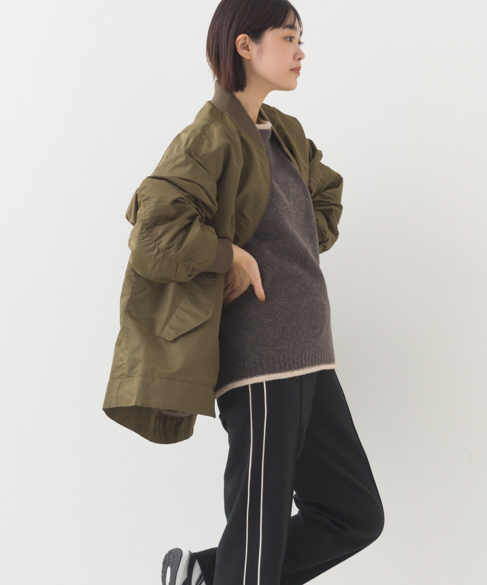 【hbA】【OMNES】ナイロンAライン裾ボリュームブルゾン【1522-7144】