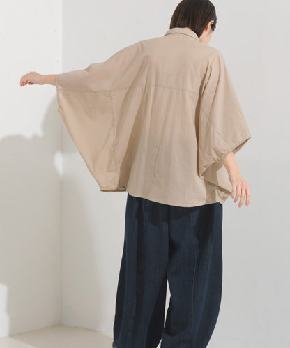 【OMNES】コットンキャンブリックタックドルマンシャツ 半袖【1524-4185】