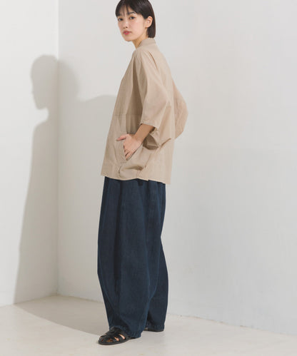 【OMNES】コットンキャンブリックタックドルマンシャツ 半袖【1524-4185】