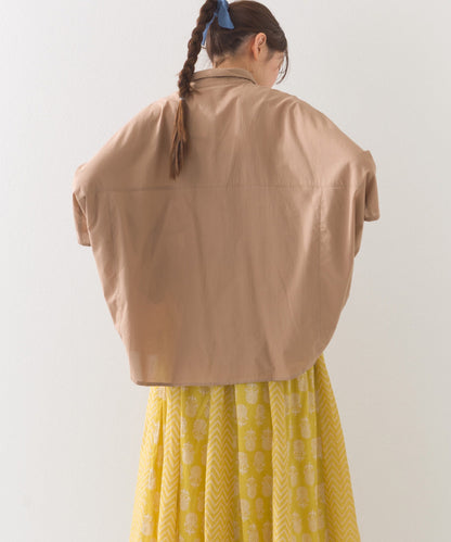 【OMNES】コットンキャンブリックタックドルマンシャツ 半袖【1524-4185】