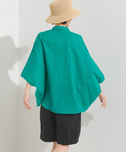 【OMNES】コットンキャンブリックタックドルマンシャツ 半袖【1524-4185】