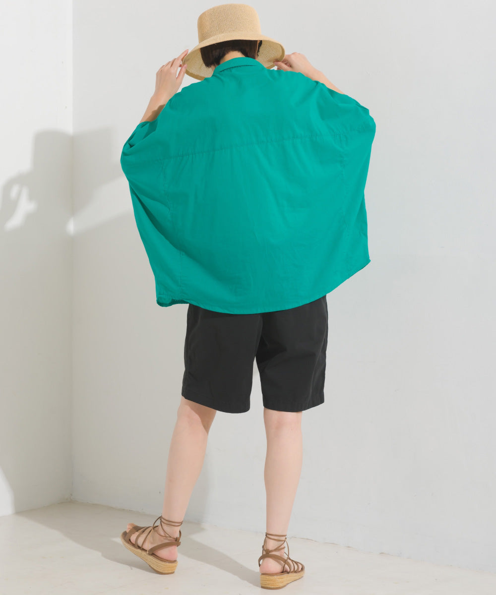 【OMNES】コットンキャンブリックタックドルマンシャツ 半袖【1524-4185】