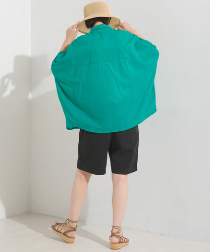 【OMNES】コットンキャンブリックタックドルマンシャツ 半袖【1524-4185】