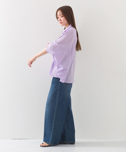 【OMNES】コットンキャンブリックタックドルマンシャツ 半袖【1524-4185】