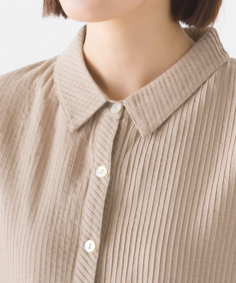 【OMNES】コットンキャンブリックタックドルマンシャツ 半袖【1524-4185】