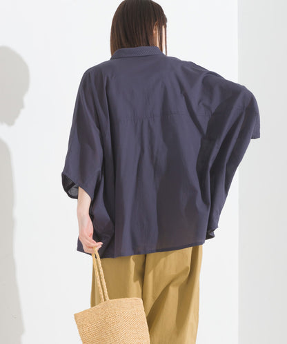 【OMNES】コットンキャンブリックタックドルマンシャツ 半袖【1524-4185】