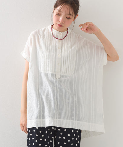 【OMNES】コットンドビータックフレンチスリーブブラウス【1524-4186】