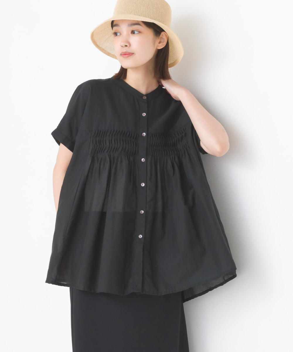 美品 マーレット コットンボイル ギャザー カシュクール リボン ブラウス 黄色 Merlette - 美品 マーレット コットンボイル ギャザー