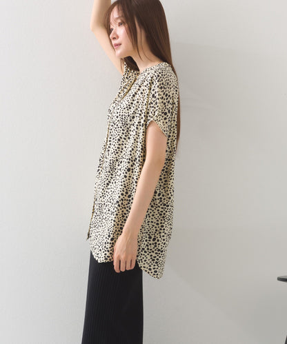 【OMNES】レーヨンフレンチスリーブバンドカラーシャツ【1524-4196】