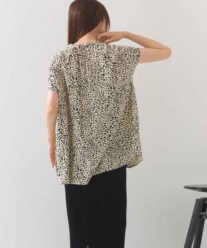 【OMNES】レーヨンフレンチスリーブバンドカラーシャツ【1524-4196】