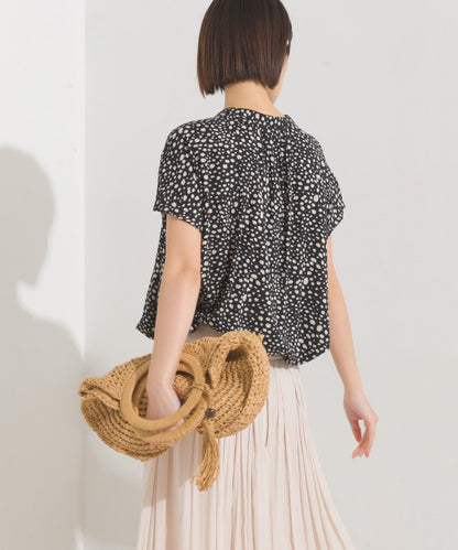 【OMNES】レーヨンフレンチスリーブバンドカラーシャツ【1524-4196】