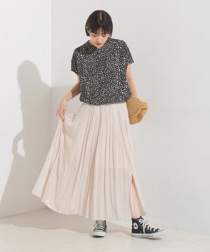 【OMNES】レーヨンフレンチスリーブバンドカラーシャツ【1524-4196】