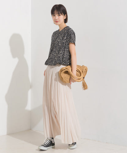 【OMNES】レーヨンフレンチスリーブバンドカラーシャツ【1524-4196】