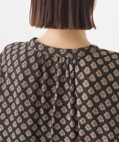 【OMNES】レーヨンフレンチスリーブバンドカラーシャツ【1524-4196】