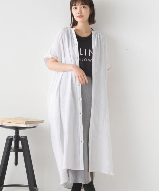 【OMNES】ダブルガーゼフレンチスリーブロングシャツ【1524-4201】