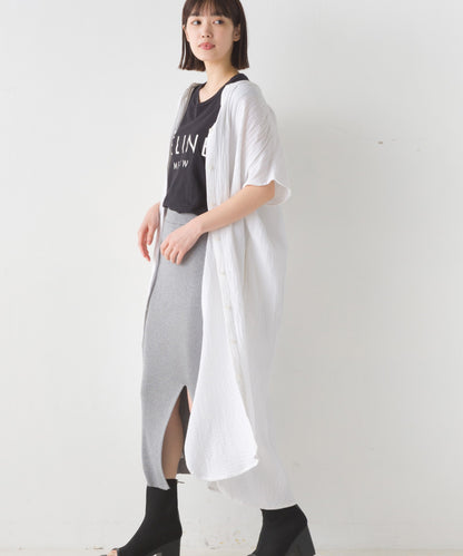 【OMNES】ダブルガーゼフレンチスリーブロングシャツ【1524-4201】