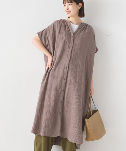 【OMNES】ダブルガーゼフレンチスリーブロングシャツ【1524-4201】
