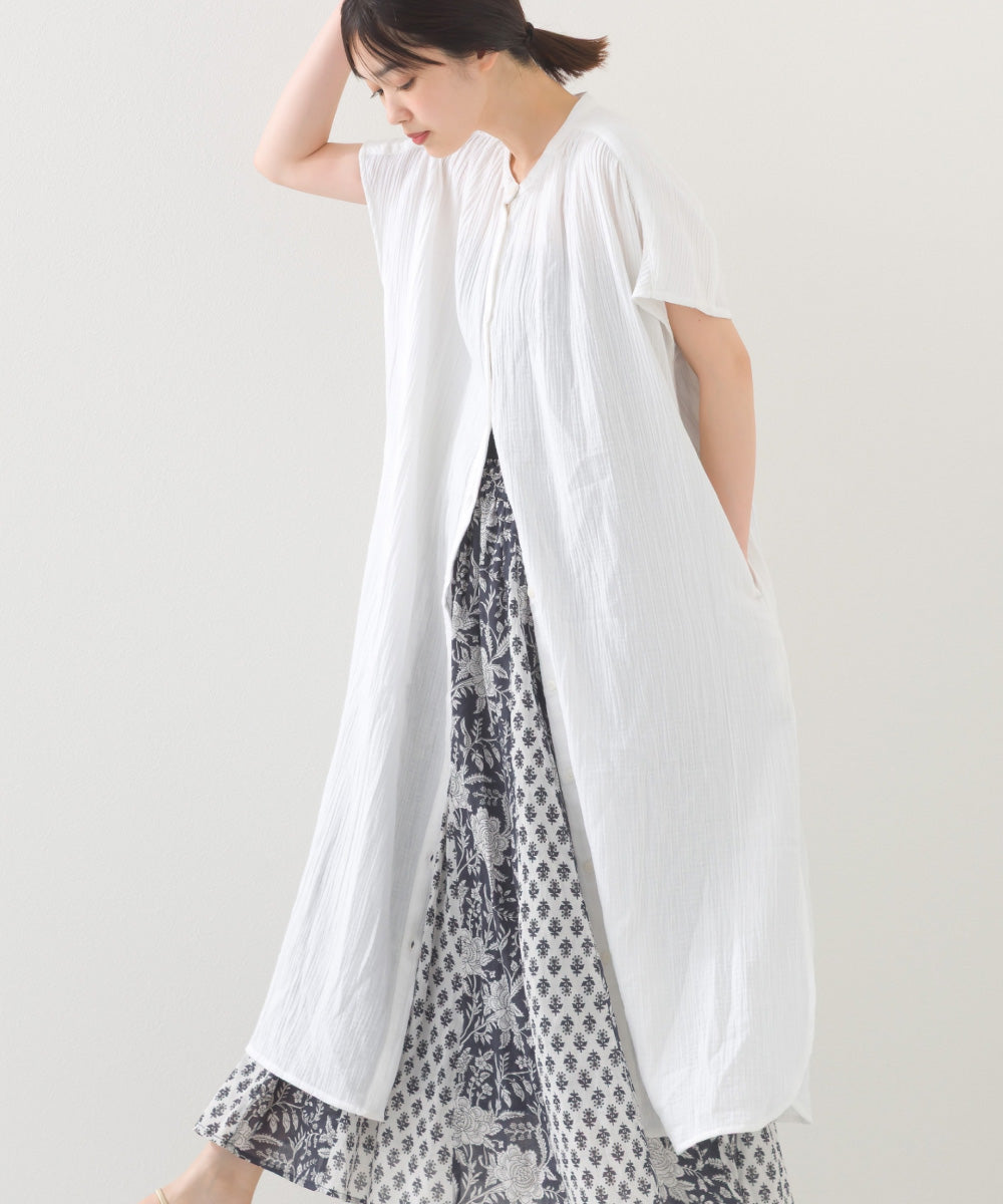 【OMNES】ダブルガーゼフレンチスリーブロングシャツ【1524-4201】