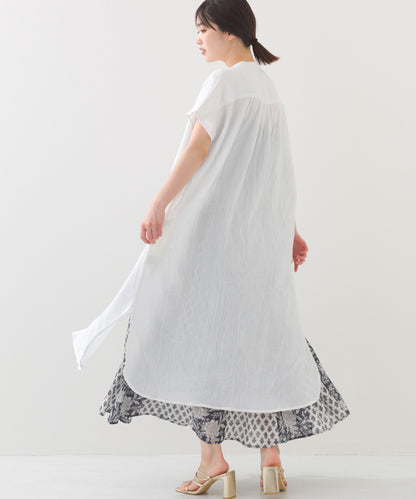 【OMNES】ダブルガーゼフレンチスリーブロングシャツ【1524-4201】
