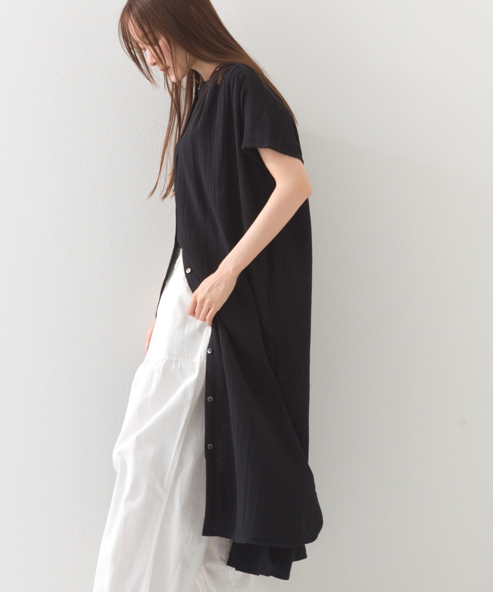 【OMNES】ダブルガーゼフレンチスリーブロングシャツ【1524-4201】