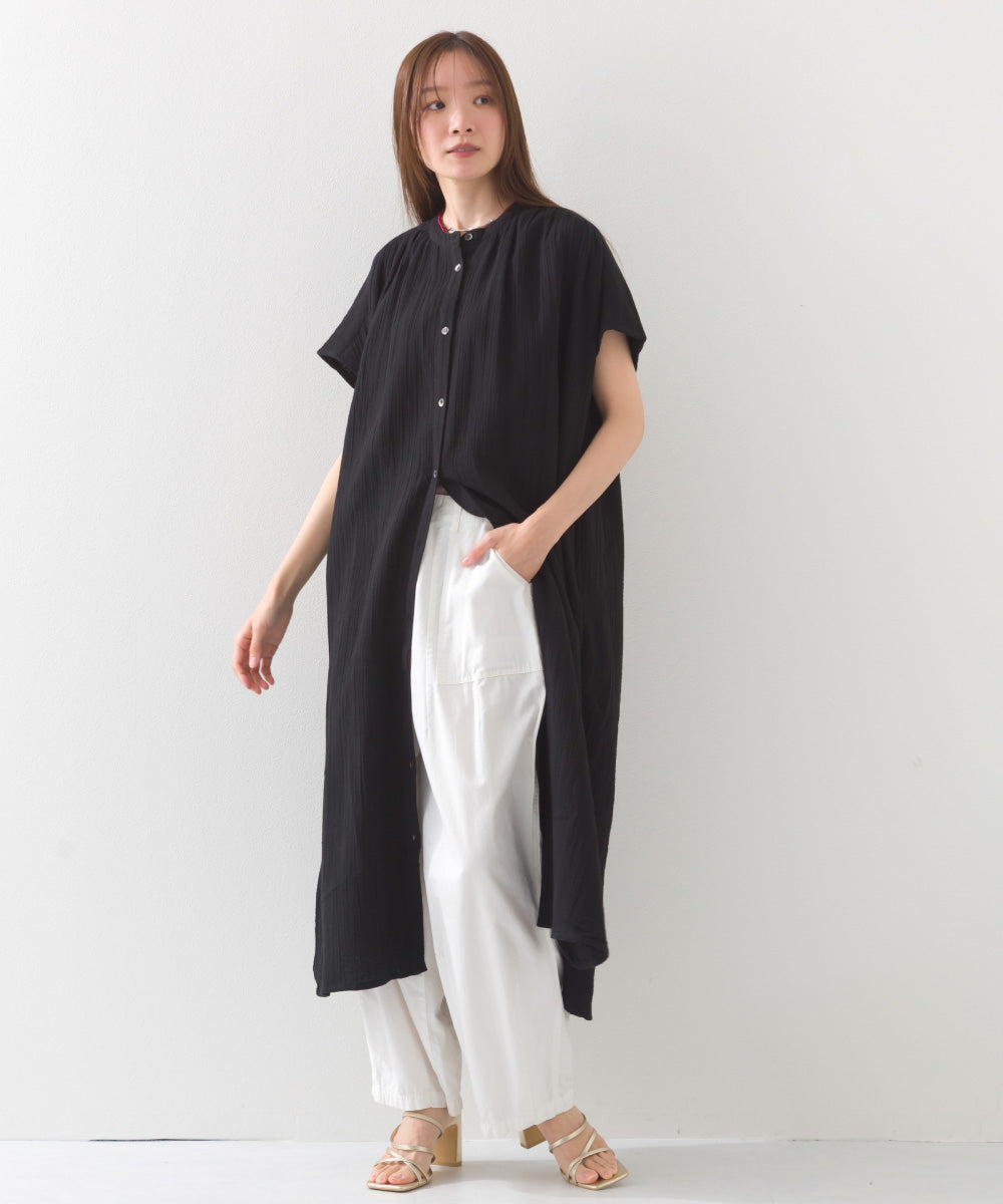 【OMNES】ダブルガーゼフレンチスリーブロングシャツ【1524-4201】