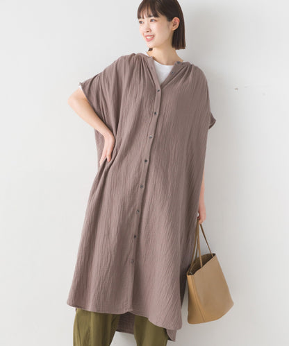 【OMNES】ダブルガーゼフレンチスリーブロングシャツ【1524-4201】