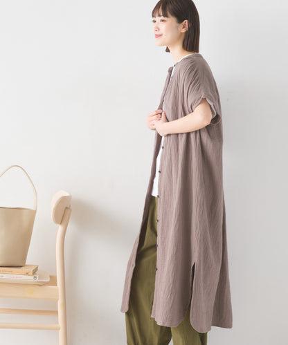 【OMNES】ダブルガーゼフレンチスリーブロングシャツ【1524-4201】