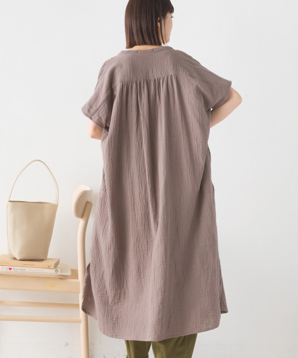 【OMNES】ダブルガーゼフレンチスリーブロングシャツ【1524-4201】