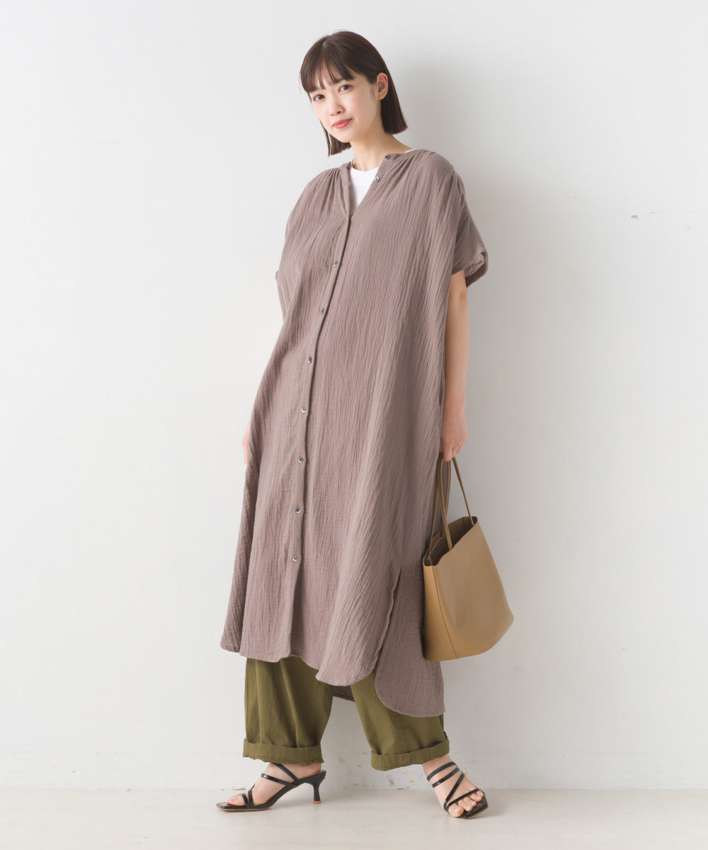【OMNES】ダブルガーゼフレンチスリーブロングシャツ【1524-4201】