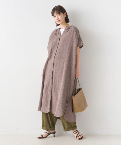 【OMNES】ダブルガーゼフレンチスリーブロングシャツ【1524-4201】
