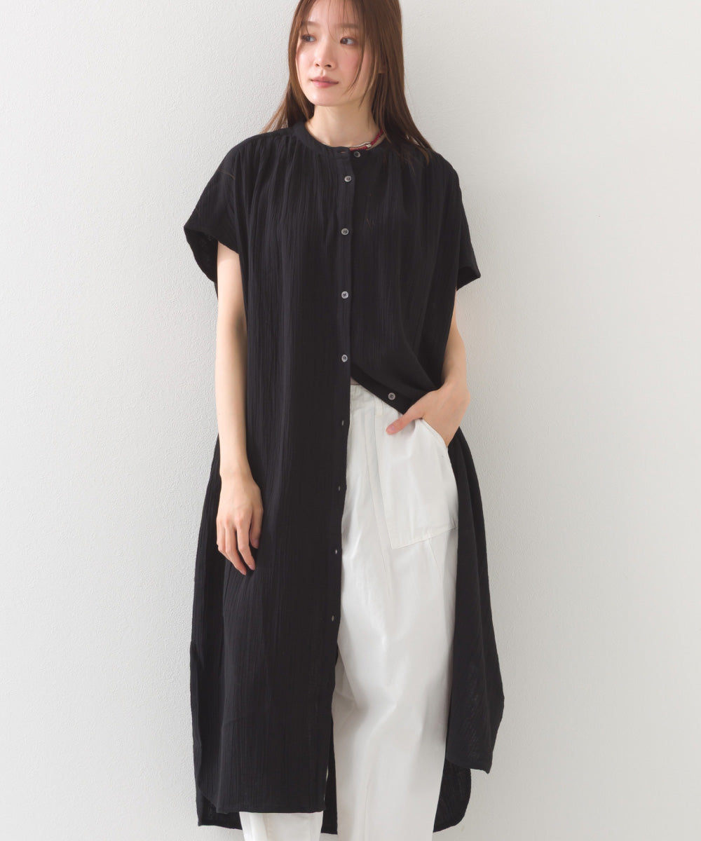 【OMNES】ダブルガーゼフレンチスリーブロングシャツ【1524-4201】